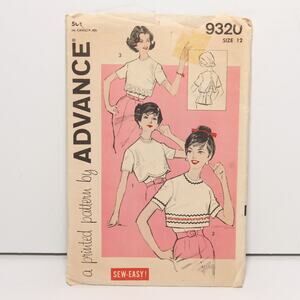 Vintage Split-Level Blouse Pattern Advance 9320 Size 12 CUT
